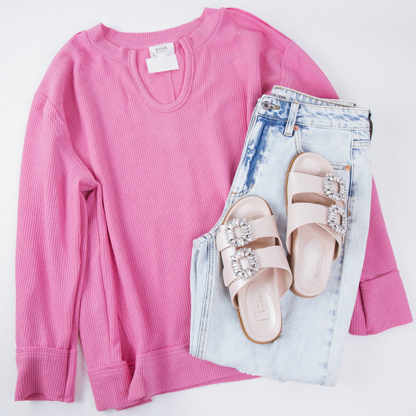 Adele Raw Edge Top, Pink | Plus Size